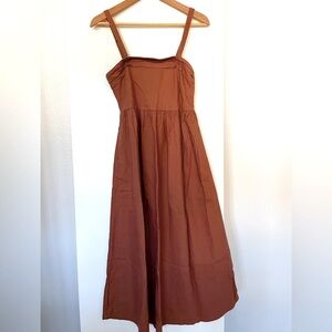 Sz 2: JOIE Linen Blend Midi Sun Dress-Rust Empire Waist Adj. Straps NWT